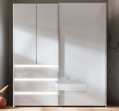 Product photograph of Nolte Concept Me 320 Polar White 2 Hinged Door And 1 Sliding Door Combi Wardrobe With 3 Drawers - 200cm from Choice Furniture Superstore