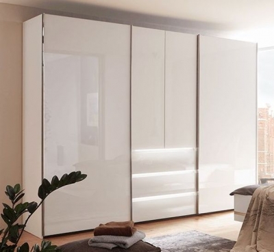 Product photograph of Nolte Concept Me 320 Polar White 2 Hinged Door And 2 Sliding Door Combi Wardrobe With 3 Drawers - 300cm from Choice Furniture Superstore
