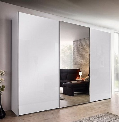 Product photograph of Nolte Savena Polar White 3 Door Sliding Wardrobe With 1 Mirror Front - 270cm from Choice Furniture Superstore