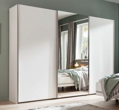 Product photograph of Nolte Savena Polar White 3 Door Sliding Wardrobe With 1 Mirror Front - 300cm from Choice Furniture Superstore