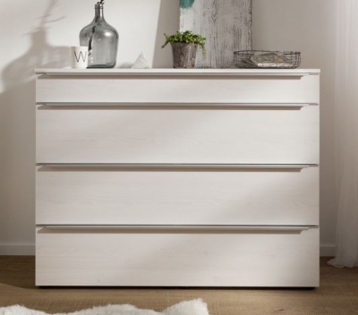 Product photograph of Nolte Akaro Polar White Chest - 4 Drawer from Choice Furniture Superstore