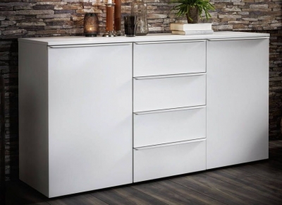 Product photograph of Nolte Akaro Polar White Medium Sideboard - 2 Door 4 Drawer from Choice Furniture Superstore