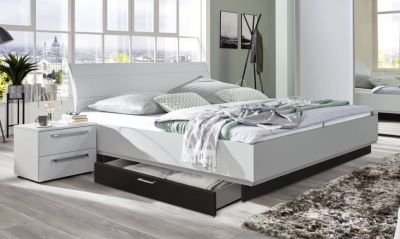 Product photograph of Nolte Sonyo Plus Polar White And Basalt Bed With 1 Drawer from Choice Furniture Superstore