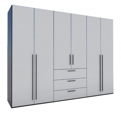 Product photograph of Nolte Horizont 110 Basalt And Polar White 6 Door 3 Drawer Combi Wardrobe - 300cm from Choice Furniture Superstore