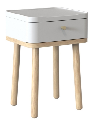 Product photograph of Tch Trua 1 Drawer Curved Bedside Cabinet - Oak And White Painted from Choice Furniture Superstore