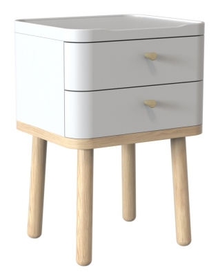 Product photograph of Tch Trua 2 Drawer Curved Bedside Cabinet - Oak And White Painted from Choice Furniture Superstore