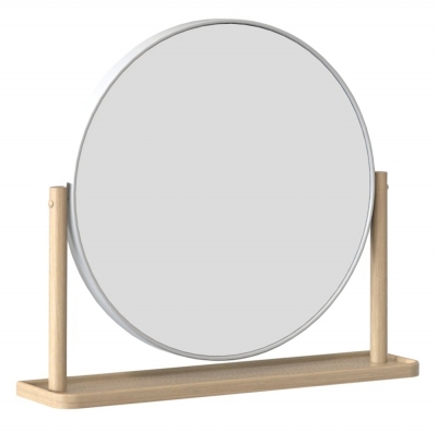 Product photograph of Tch Trua Round Dressing Table Mirror - Oak And White Painted from Choice Furniture Superstore