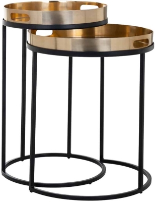 Product photograph of Lewis Gold Round Side Table Set Of 2 from Choice Furniture Superstore