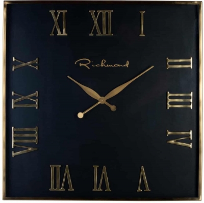 Derial Black and Gold Square Clock