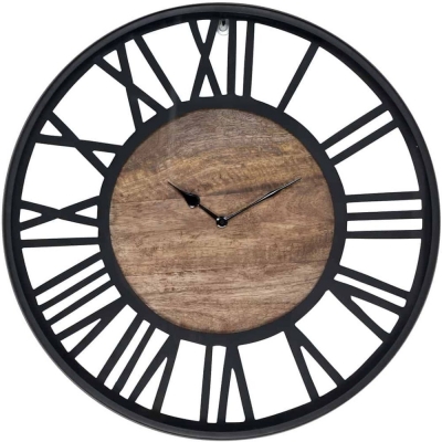 Product photograph of Scott Black Round Clock from Choice Furniture Superstore