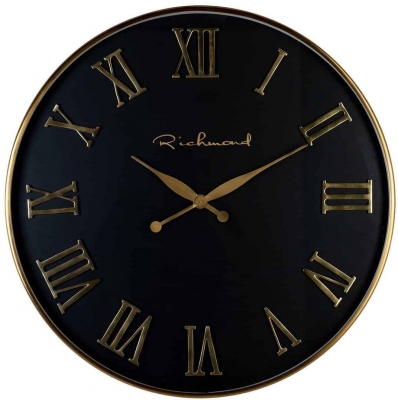 Product photograph of Deonne Black And Gold Round Clock from Choice Furniture Superstore