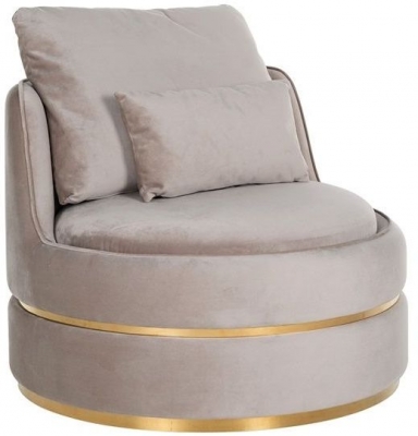 Product photograph of Kylie Khaki Velvet And Brushed Gold Fabric Easy Chair from Choice Furniture Superstore