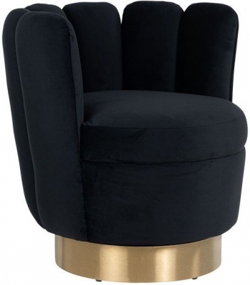 Product photograph of Mayfair Black Velvet And Brushed Gold Easy Chair from Choice Furniture Superstore