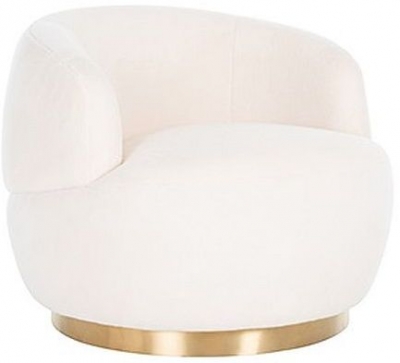Product photograph of Teddy White Faux Sheep And Brushed Gold Swivel Easy Chair from Choice Furniture Superstore
