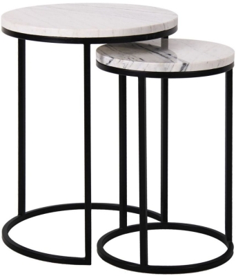Product photograph of Lexington White Carrara Marble Round Corner Table Set Of 2 from Choice Furniture Superstore