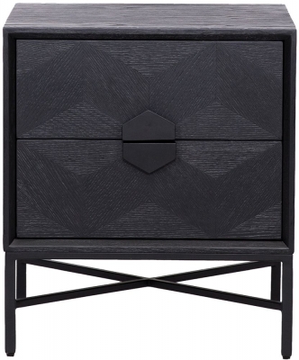 Product photograph of Blax Black Oak 2 Drawer Bedside Cabinet from Choice Furniture Superstore