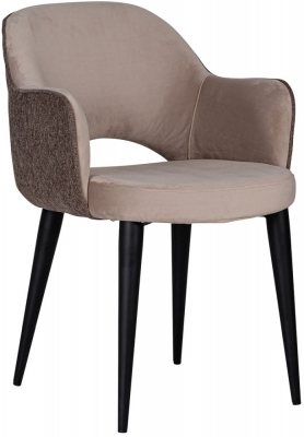 Giovanna Alaska Stone Velvet Fabric Dining Armchair