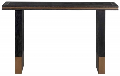 Product photograph of Hunter Black Oak And Gold Console Table from Choice Furniture Superstore