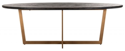 Product photograph of Blackbone Black Oak And Brass Oval Dining Table - 230cm from Choice Furniture Superstore