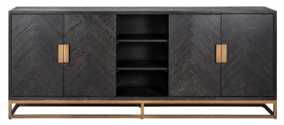 Product photograph of Blackbone Black Oak And Brass Sideboard from Choice Furniture Superstore