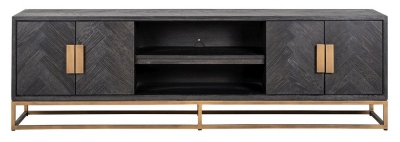 Product photograph of Blackbone Black Oak And Brass Tv Cabinet from Choice Furniture Superstore