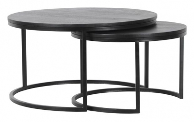 Product photograph of Catana Black Mango Wood Nest Of 2 Coffee Tables from Choice Furniture Superstore