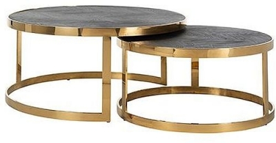 Product photograph of Blackbone Round Coffee Table Set Of 2 from Choice Furniture Superstore