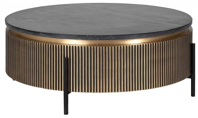 Product photograph of Ironville Gold Drum Round Coffee Table from Choice Furniture Superstore