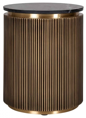 Product photograph of Ironville Gold Drum Round Side Table from Choice Furniture Superstore