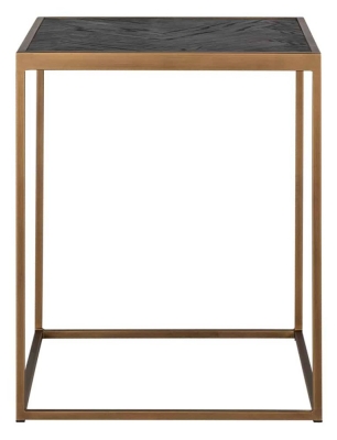 Product photograph of Blackbone Black Oak And Brass Side Table from Choice Furniture Superstore