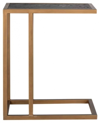 Product photograph of Blackbone Black Oak And Brass Sofa Side Table from Choice Furniture Superstore