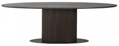 Product photograph of Luxor Brown Fluted Ribbed Dining Table 300cm Seats 10 To 12 Diners Oval Top from Choice Furniture Superstore