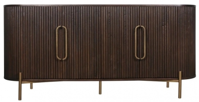 Product photograph of Luxor Brown Fluted Ribbed Extra Large Sideboard 180cm With 4 Doors from Choice Furniture Superstore