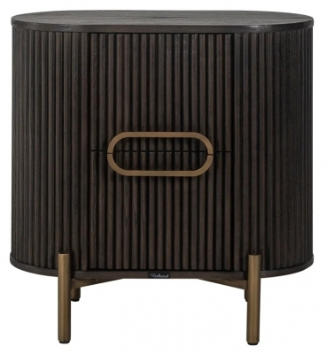 Luxor Brushed Brass Ribbed 1 Door Curved Bedside Cabinet