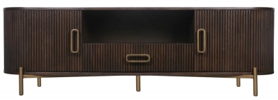 Product photograph of Luxor Brown Fluted Ribbed Tv Unit 181 5cm W With Storage For Television Upto 65in Plasma from Choice Furniture Superstore