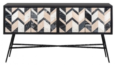 Product photograph of Rostelli Black Large Sideboard 150cm W With 4 Doors from Choice Furniture Superstore