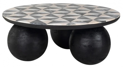 Product photograph of Rostelli Black Round Coffee Table from Choice Furniture Superstore
