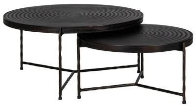 Product photograph of Ventana Black Round Coffee Table Set Of 2 from Choice Furniture Superstore