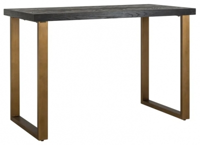 Product photograph of Blackbone Black Oak And Brass Dining Table - 160cm from Choice Furniture Superstore