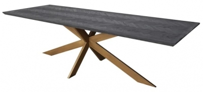 Product photograph of Blackbone Black Oak And Brass Rectangular Dining Table - 260cm from Choice Furniture Superstore