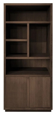 Product photograph of Oakura Brown Oak 2 Door Bookcase from Choice Furniture Superstore