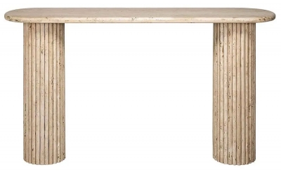 Product photograph of La Cantera Travertine Marble Oval Console Table from Choice Furniture Superstore