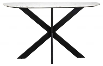 Product photograph of Trocadero White Marble And Black Console Table With Spider Legs from Choice Furniture Superstore