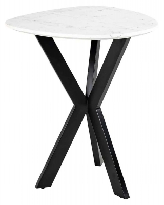 Product photograph of Trocadero White Marble And Black Side Table With Spider Legs from Choice Furniture Superstore