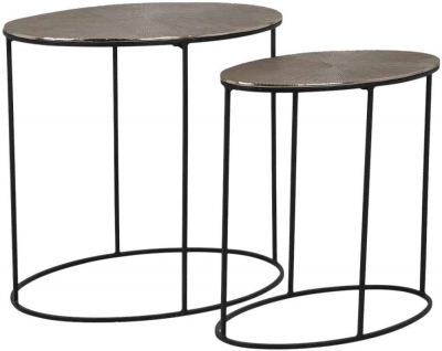 Clearance Chandon Aluminium Oval Side Table Set Of 2 D572