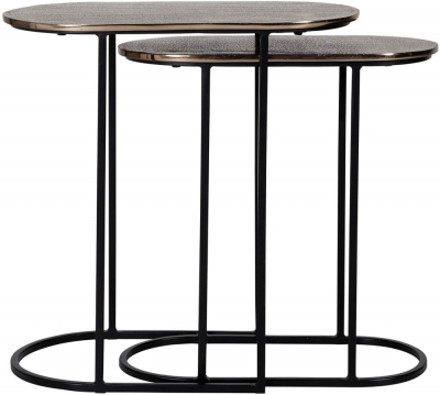 Clearance Chandon Aluminium Oval Side Table Set Of 2 D614
