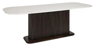 Mayfield Morchana Marble And Brown Fluted Ribbed 810 Seater Dining Table