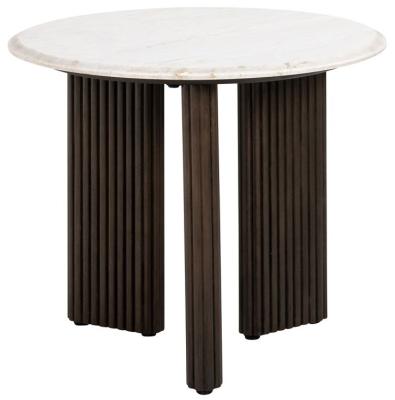 Mayfield Morchana Marble And Brown Fluted Ribbed Round Side Table