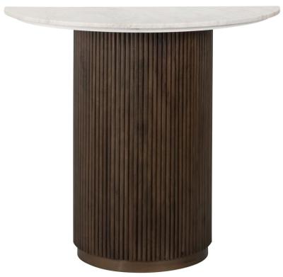 Product photograph of Mayfield Morchana Marble And Brown Fluted Ribbed Half Moon Console Table from Choice Furniture Superstore
