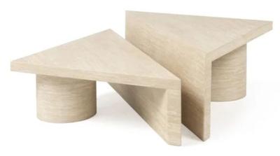 Product photograph of Fictus Beige Travertine Faux Marble Set Of 2 Coffee Tables from Choice Furniture Superstore